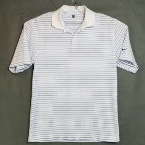Nike Golf Men Size Small ? Striped White Short Sleeve Polo Golf Shirt